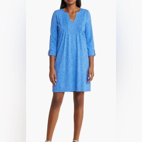 NWT Lilly Pulitzer Sz M Fairfax 3/4 Sleeve Cotton Dress in Blue - New With Tags - Picture 4 of 11